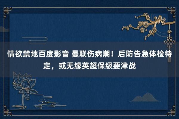 情欲禁地百度影音 曼联伤病潮！后防告急体检待定，或无缘英超保级要津战