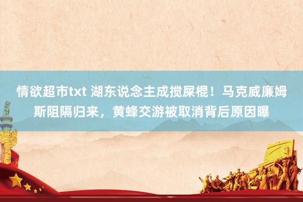 情欲超市txt 湖东说念主成搅屎棍！马克威廉姆斯阻隔归来，黄蜂交游被取消背后原因曝