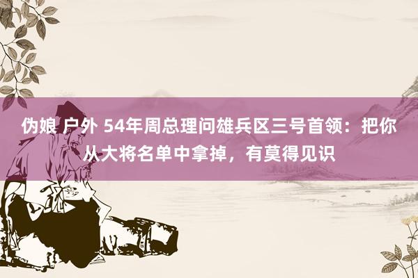 伪娘 户外 54年周总理问雄兵区三号首领：把你从大将名单中拿掉，有莫得见识