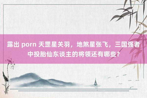 露出 porn 天罡星关羽，地煞星张飞，三国强者中投胎仙东谈主的将领还有哪些？