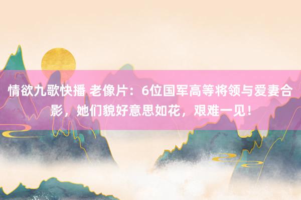 情欲九歌快播 老像片：6位国军高等将领与爱妻合影，她们貌好意思如花，艰难一见！