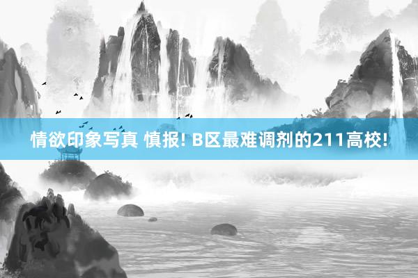 情欲印象写真 慎报! B区最难调剂的211高校!