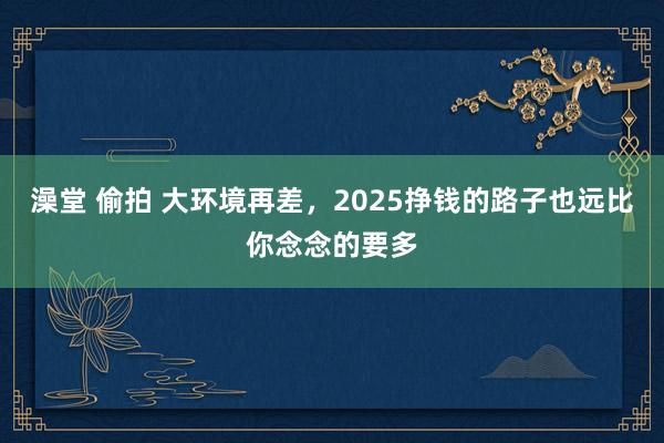 澡堂 偷拍 大环境再差，2025挣钱的路子也远比你念念的要多
